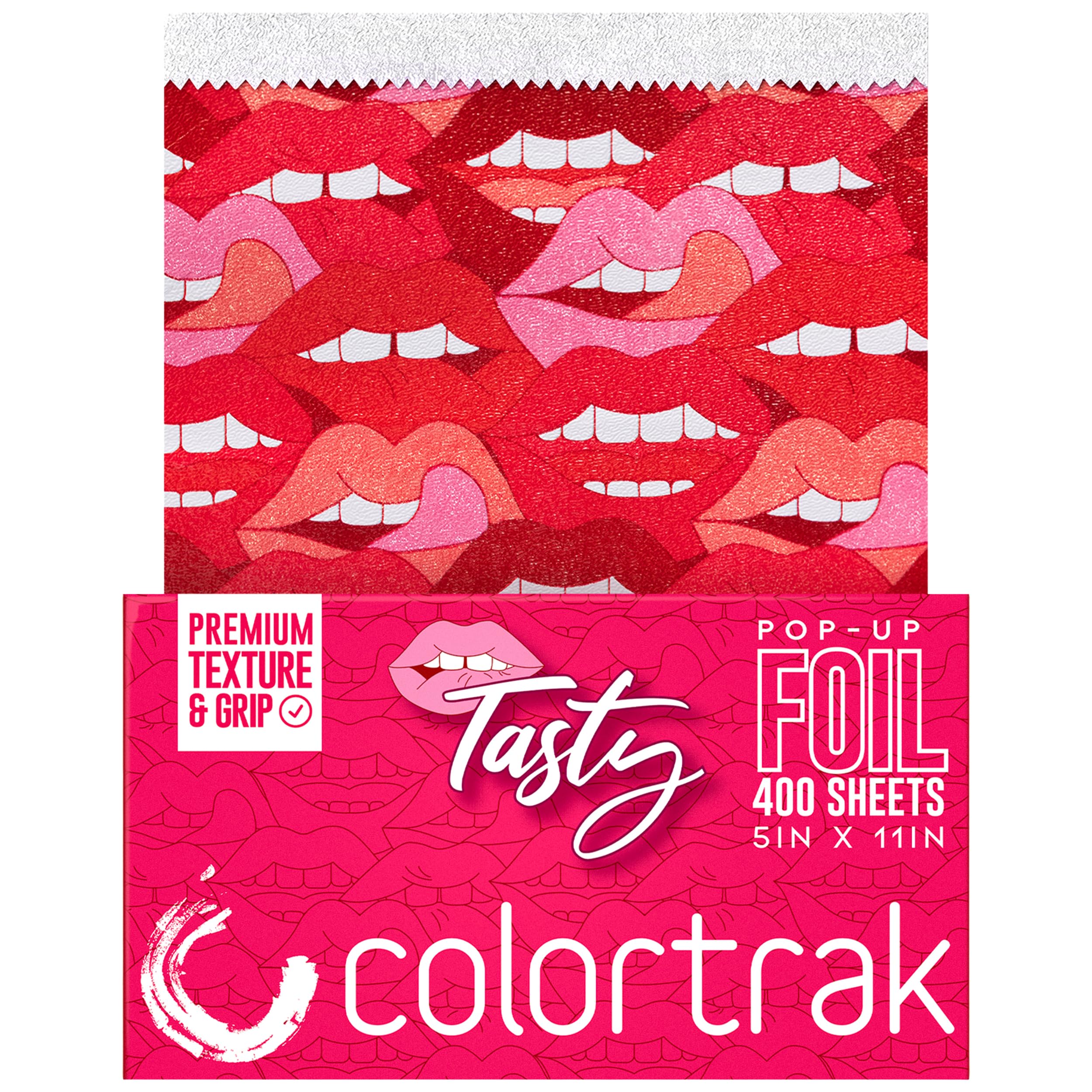 Colortrak Tasty Pop-up Foil W/Dispenser (400 Count), Pre-cut Sheets, Non-Slip Embossed Texture, 5" x 11" Sheets for Hair Foil Coloring and