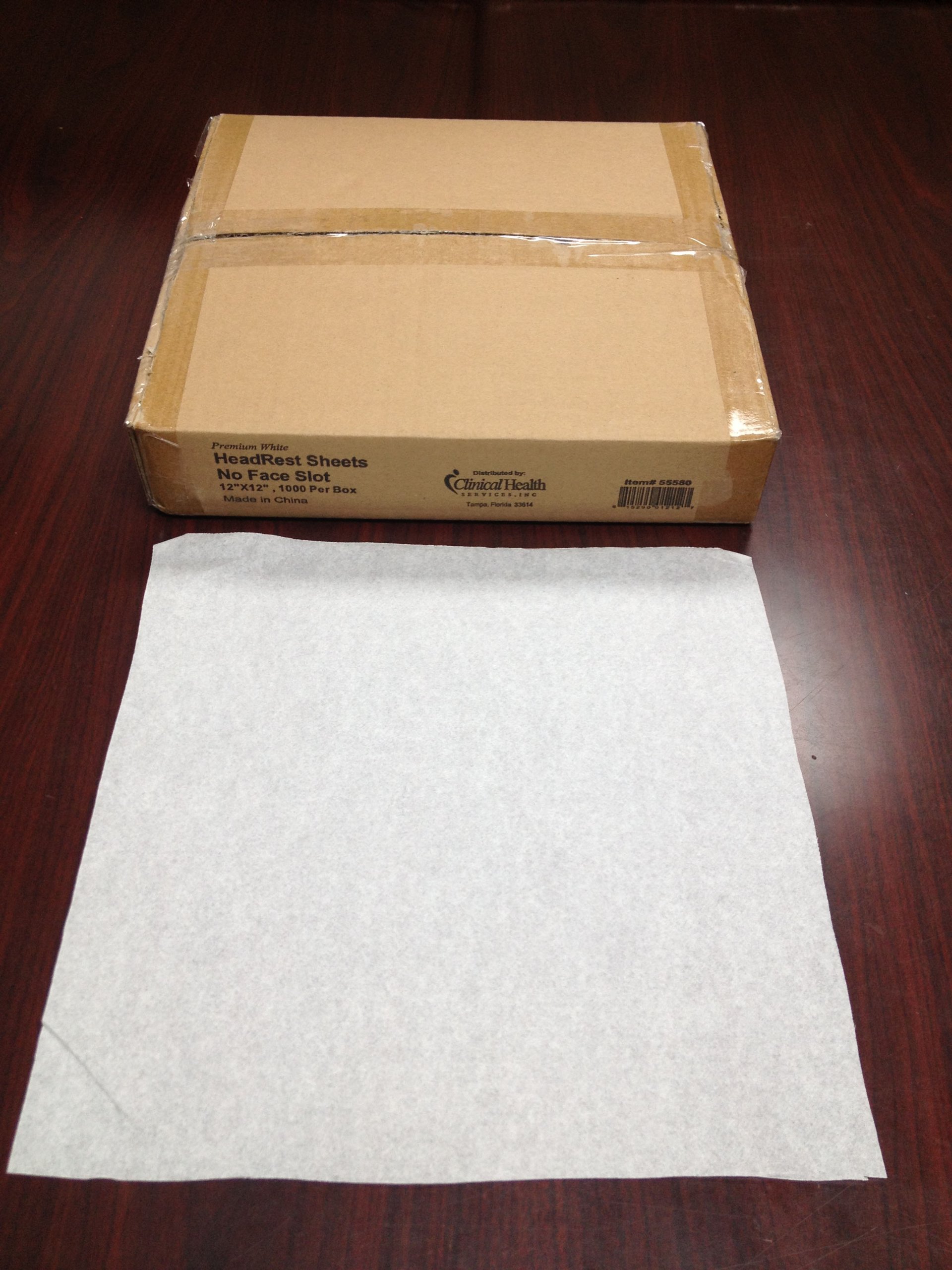 Clinical Health Services, Inc. Premium 12"x12" White Headrest Squares, 1000 per Box