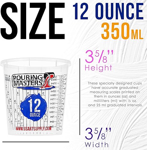 Miniatura 3 de Pouring Masters Vasos de mezcla de plástico graduado de 12 onzas (11.8fl oz) (caja de 20)  Uso para pintura, resina, epoxi, arte, cocina, hornear,