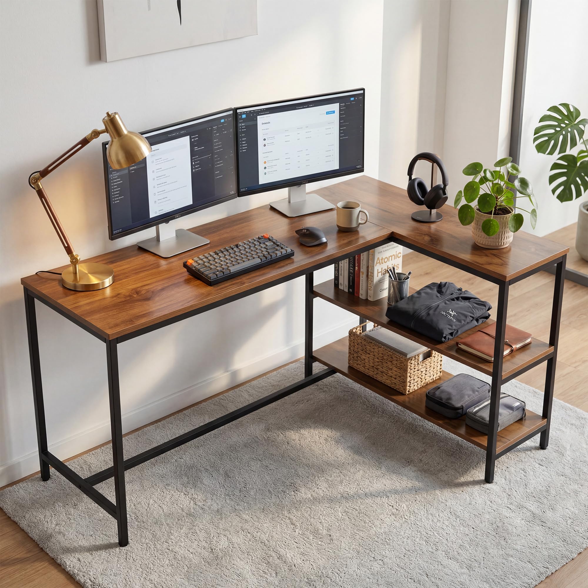 Green Soul Thrive L-Shaped Study Table with Book Shelf for Home and Office | Ideal for Students and Adults | 3-Years Assurance | Coach Wood Yellow | Installation Provided-image-25