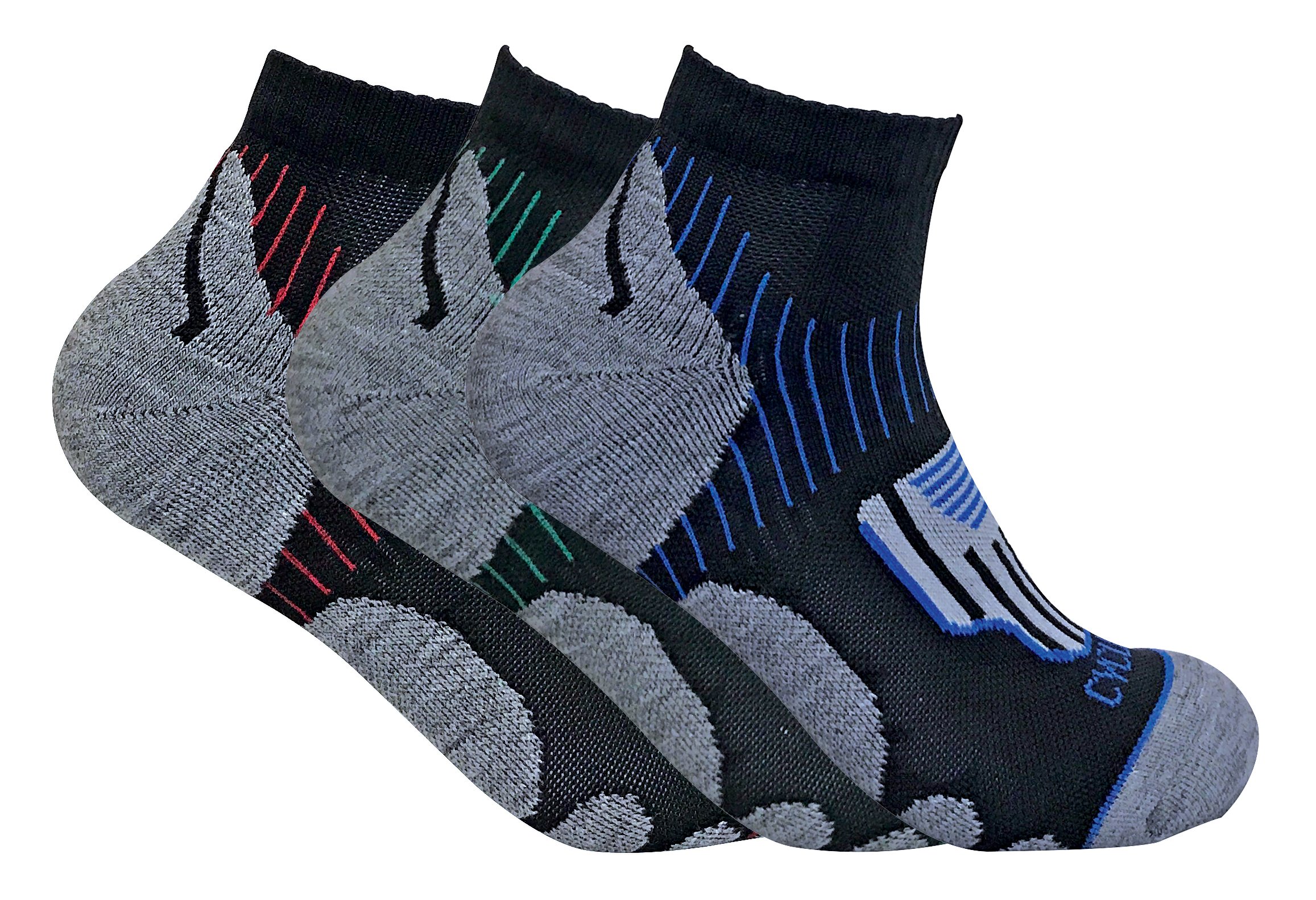 Sock Snob Men's Hpcm 3 Pairs Breathable Cushioned Heel Anti Blister Sports Cycling Short Ankle Quarter Socks For Achilles Protection (6-11, ) Size 6-11