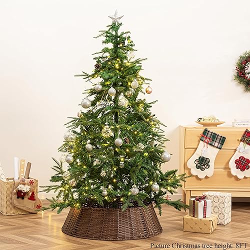 Miniatura 3 de HBlife Collar de árbol de Navidad, anillo de plástico tejido a mano, falda rústica para árbol de Navidad, base de árbol de Navidad para decoración