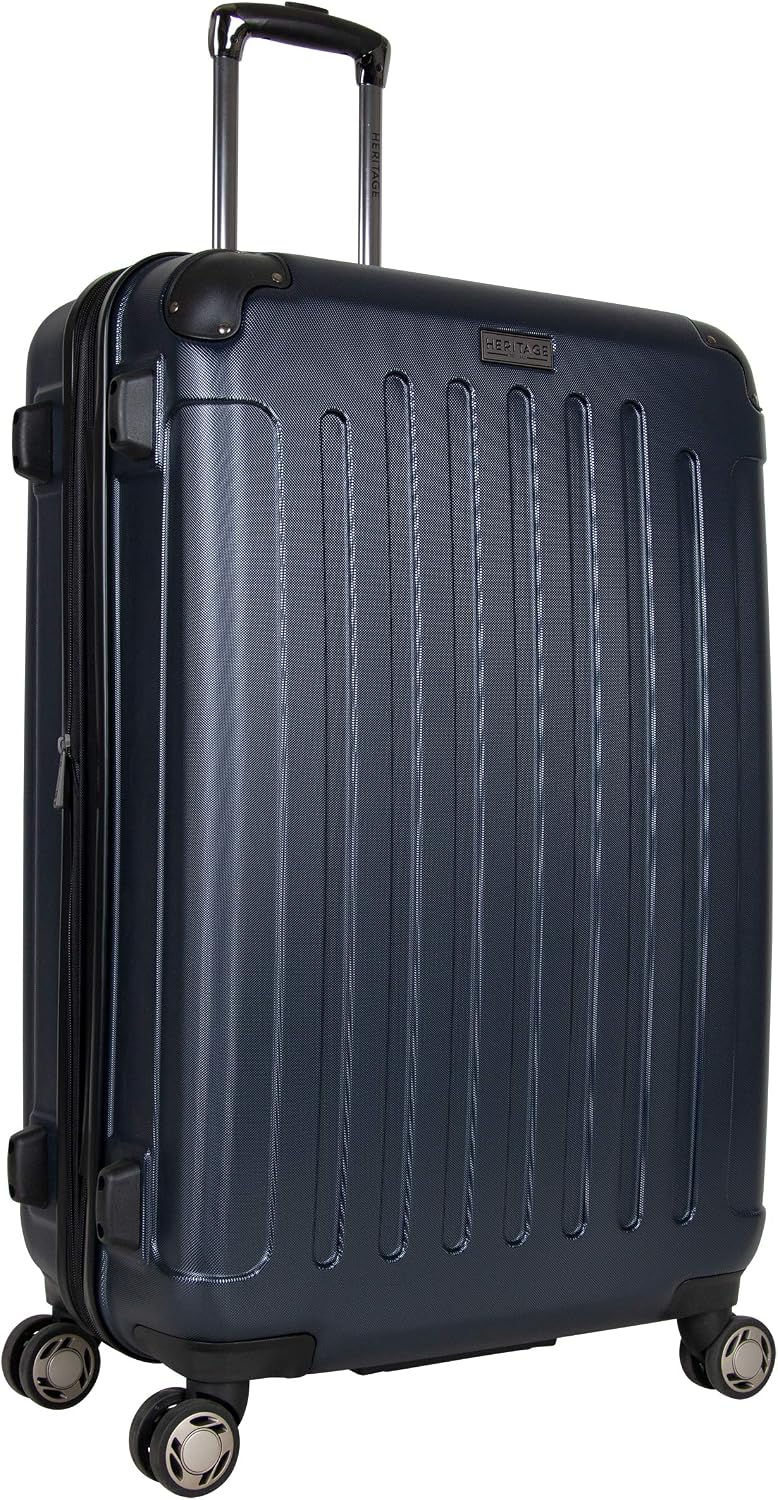 Heritage Travelware Logan Square 29" Lightweight Hardside Expandable 8-Wheel Spinner Checked Suitcase, Navy