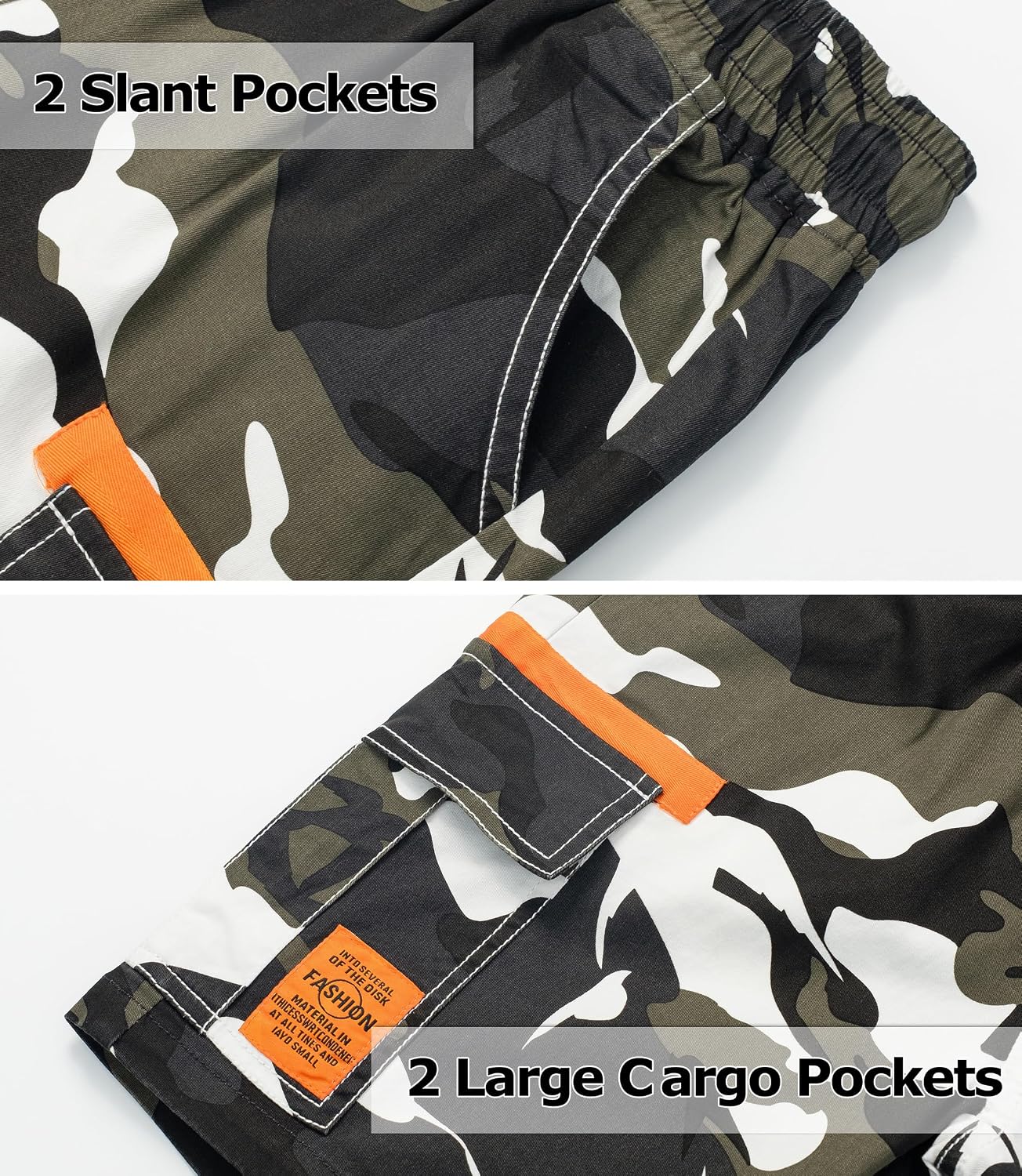 TLAENSON Kids Camo Cargo Shorts Boys Pull On Military Summer Camouflage Bermuda Shorts