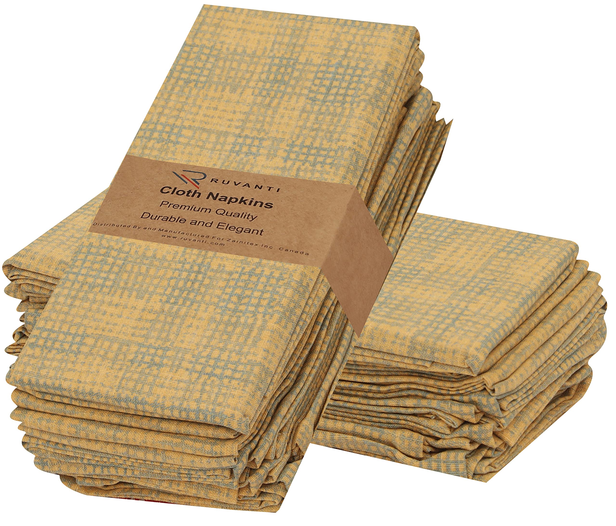 Ruvanti Wet Net Cotton Napkins Set Of 12, 100%, 18X18 Inches - Soft, Absorbent, Washable - Perfect For Parties, Weddings & More