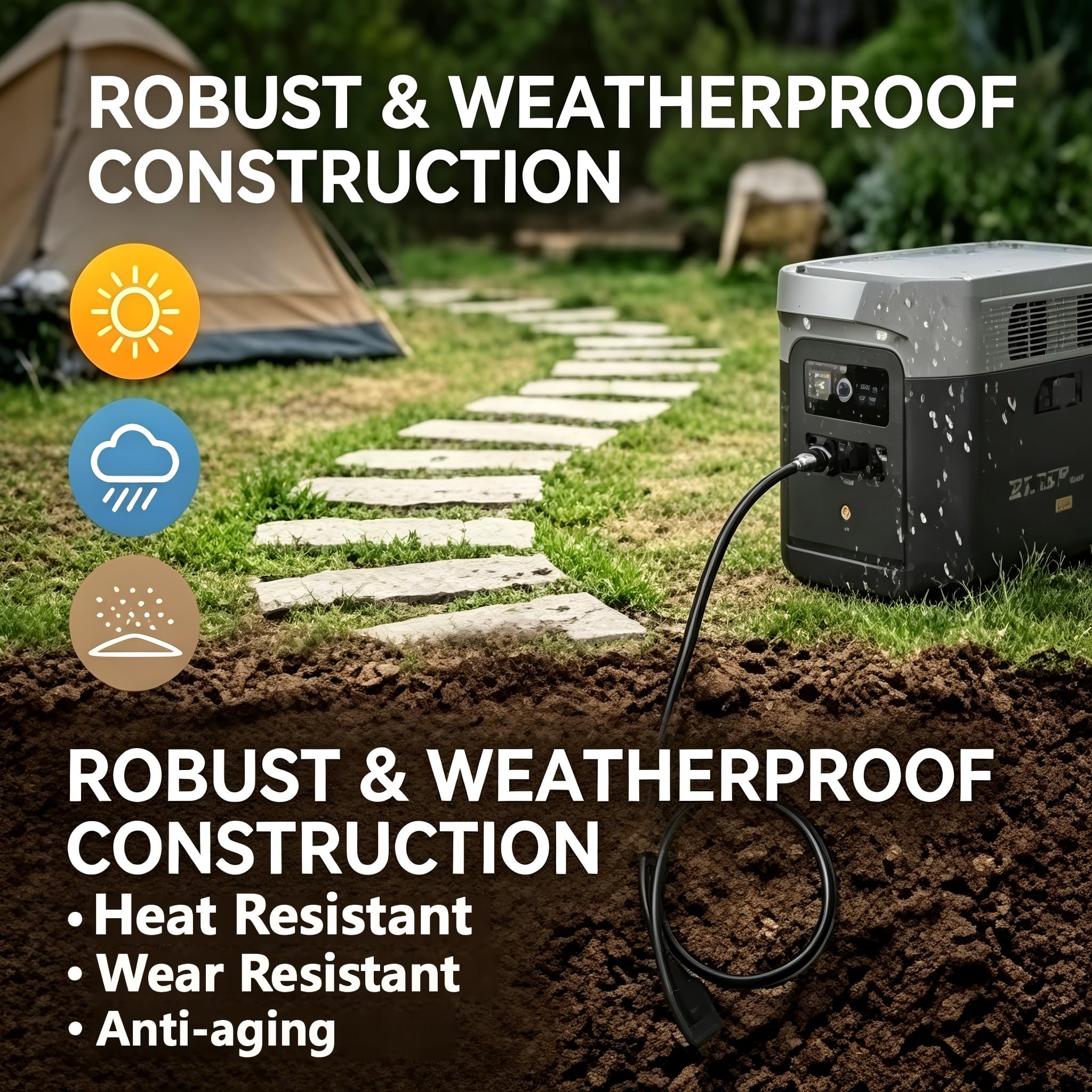XT150 Verlängerungskabel, Kompatibel mit EcoFlow Delta 2/2 Max/Max/3/3 Plus/3 1500 & Wave 2/Wave 3 Klimaanlage, Hochwertiges Kupferkern Stromkabel Male-zu-Male, Outdoor Camping Notstrom Kabel (5m)