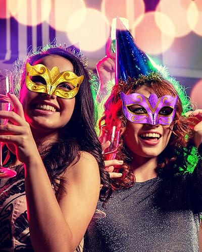 Miniatura 7 de Sratte 120 máscaras de Mardi Gras, máscaras metálicas a granel, 6 colores, accesorios de fiesta de disfraces de Mardi Gras, suministros para desfile