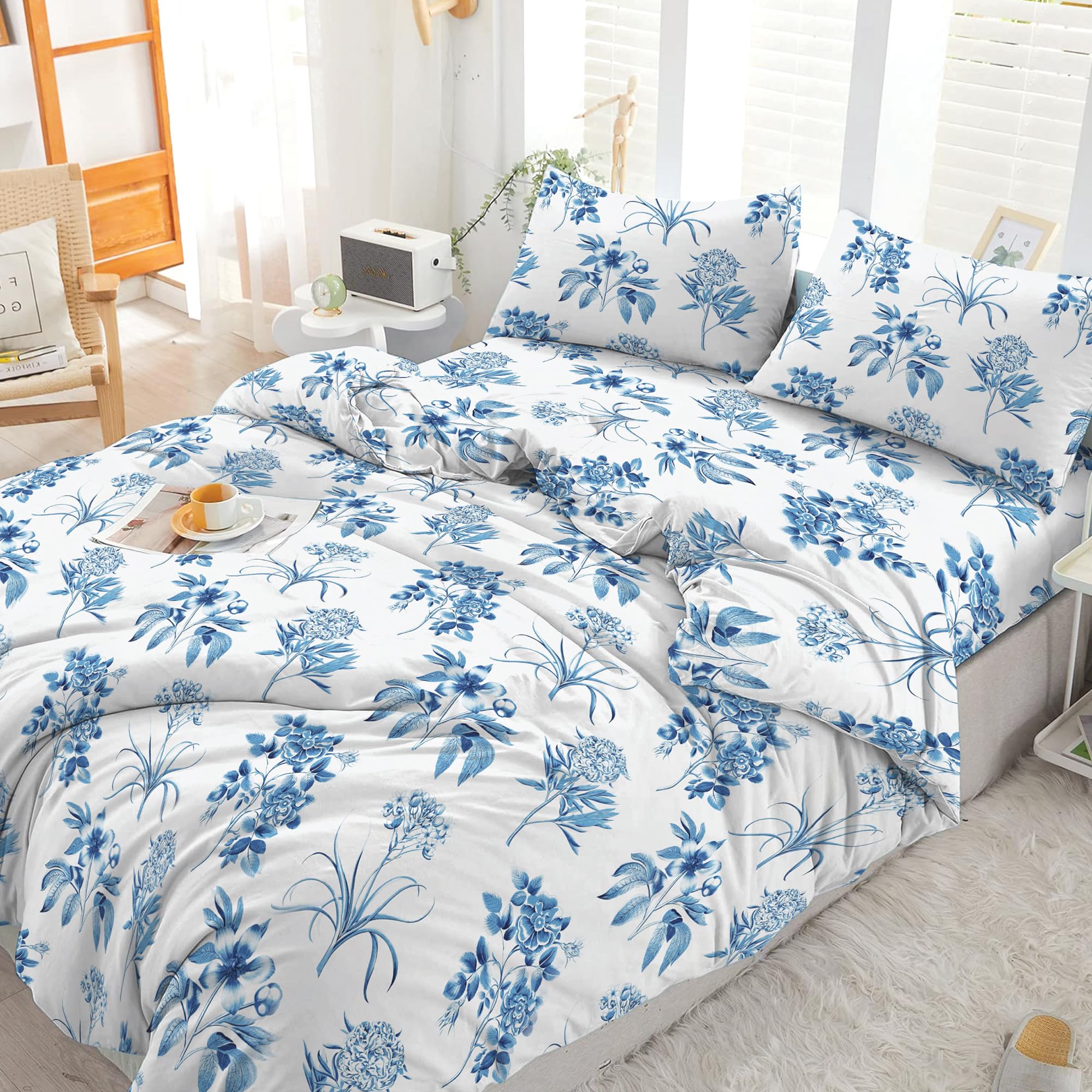 Floral Printed Egyptian Cotton Double Duvet Cover Set 400 Thread Count โ image 1