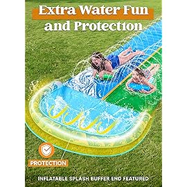 JOYIN 32.5FT Water Slide and 2 Inflatable Boards, Extra Long Heavy Duty Double Lawn Waterslide with Sprinkler for Kids Adults Backyard Summer Water Toy Outdoor Fun, Blue, Green