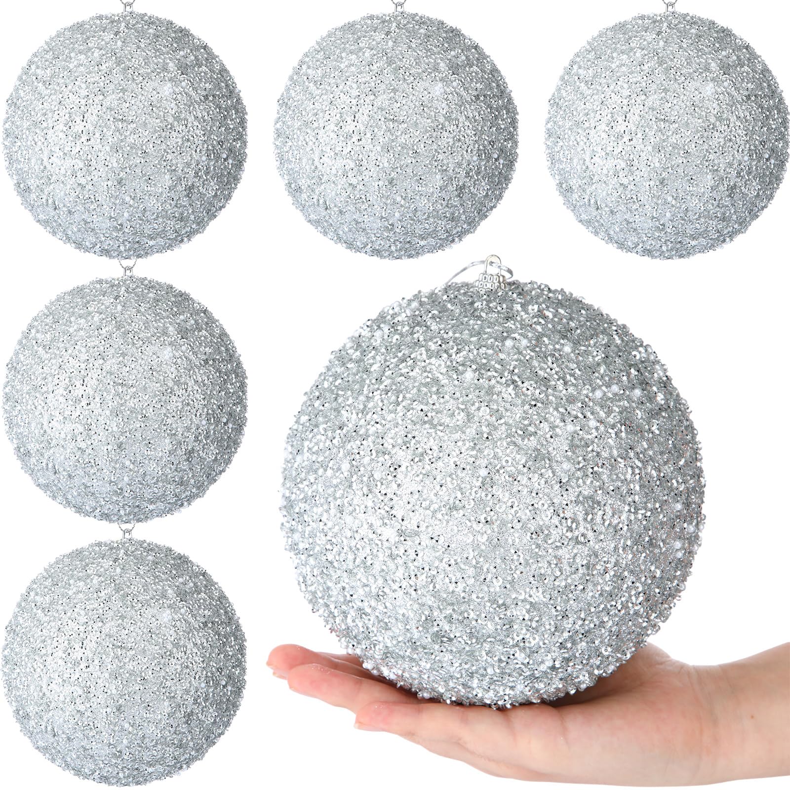 Wettarn 6 bolas de Navidad grandes de 6 pulgadas, adornos de decoración para árbol de Navidad, bolas inastillables para cumpleaños, Pascua, San Valentín, boda, decoración del 4 de julio, Día de los