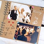 Bstorify Square Scrapbook Album 60 Pages (8 x 8 inch) Brown Thick Kraft Paper Photo Book, Scrap Book, Ribbon Closure - Ideal for Your Scrapbooking Albums, Art & Craft Projects