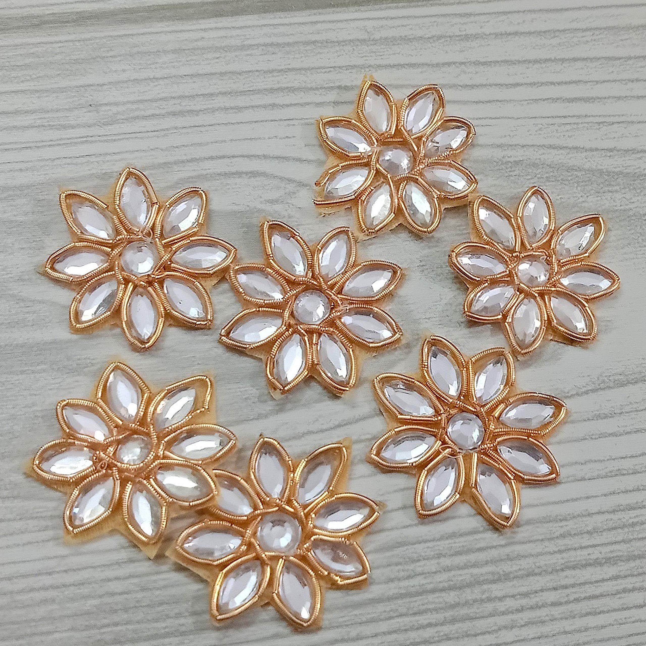 Brand - 25pcs, 2.5cm | Sew-on Custom Flower Design | Embroidered | Embroidery | Applique | Decorative | Patches | Patch Work | for Clothes Blouse Saree Decoration