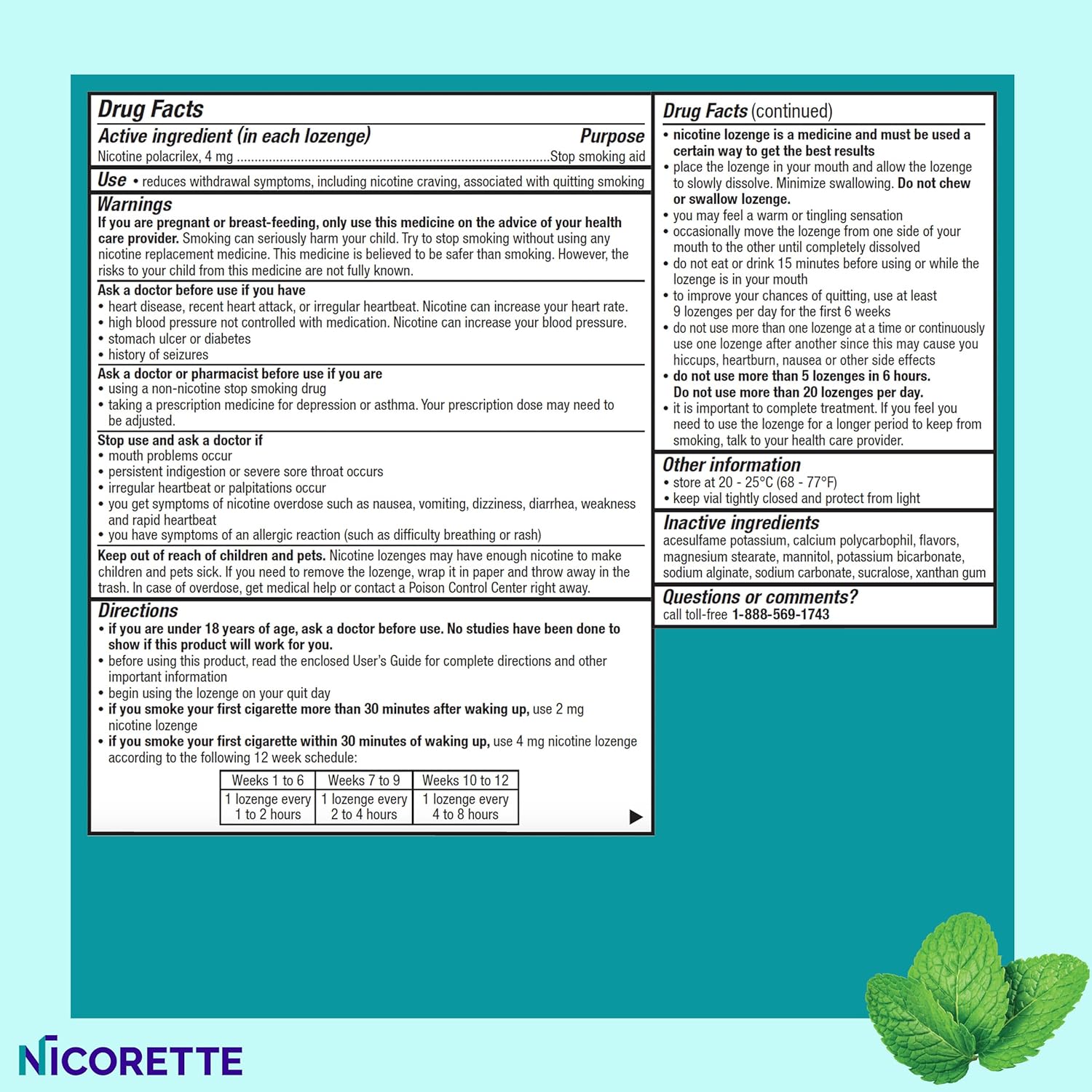 Nicorette 4 mg Mini Nicotine Lozenges to Quit Smoking - Mint Flavored Stop Smoking Aid, 81 Count