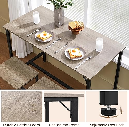 Miniatura 5 de Yaheetech Juego de mesa de comedor de 3 piezas, juego de mesa de pub industrial de 47.5 pulgadas, mesa de cocina de altura de mostrador con