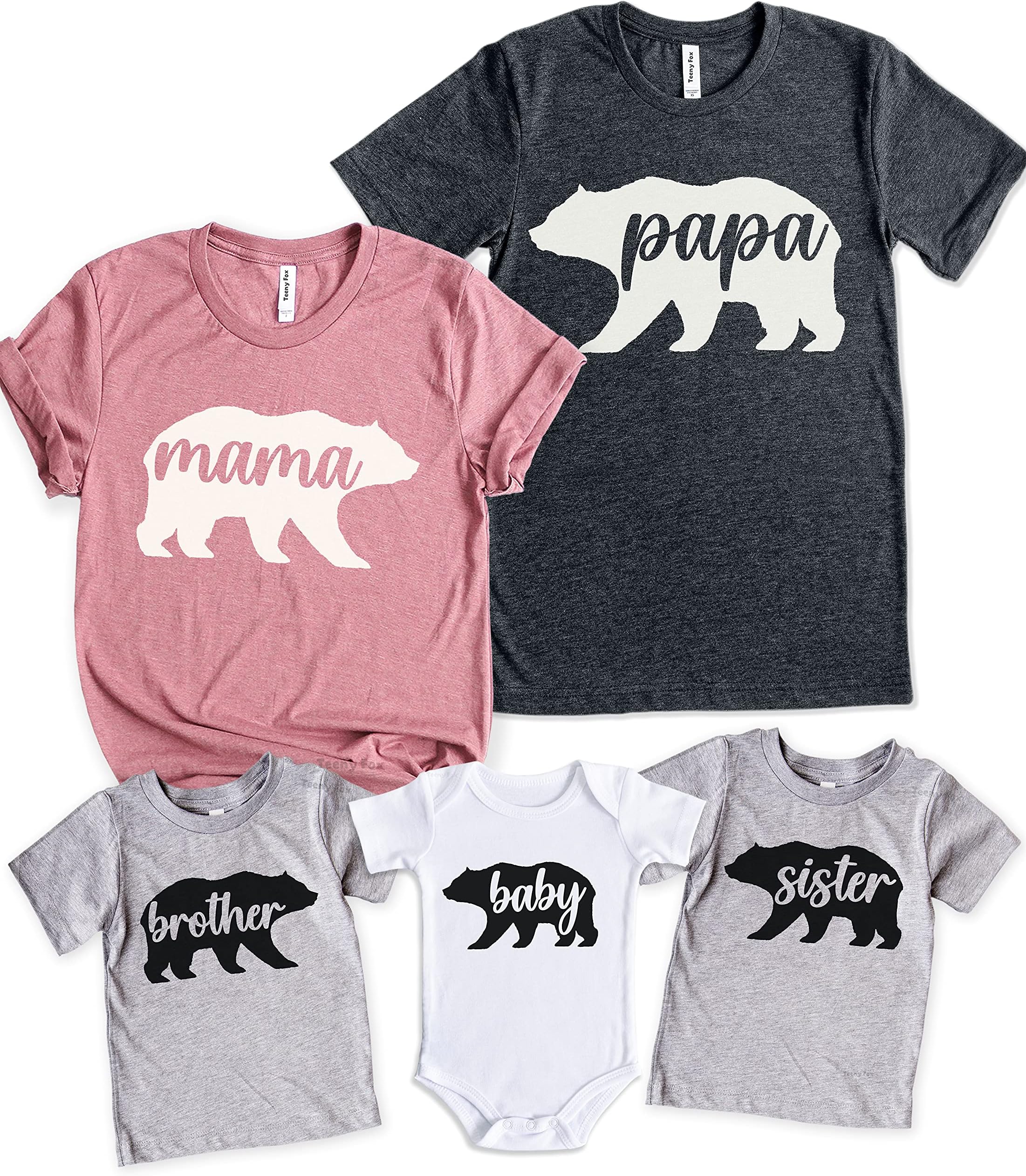 Mama Bear Papa Sister Brother Baby Cute Matching Outfits Couple Shirts