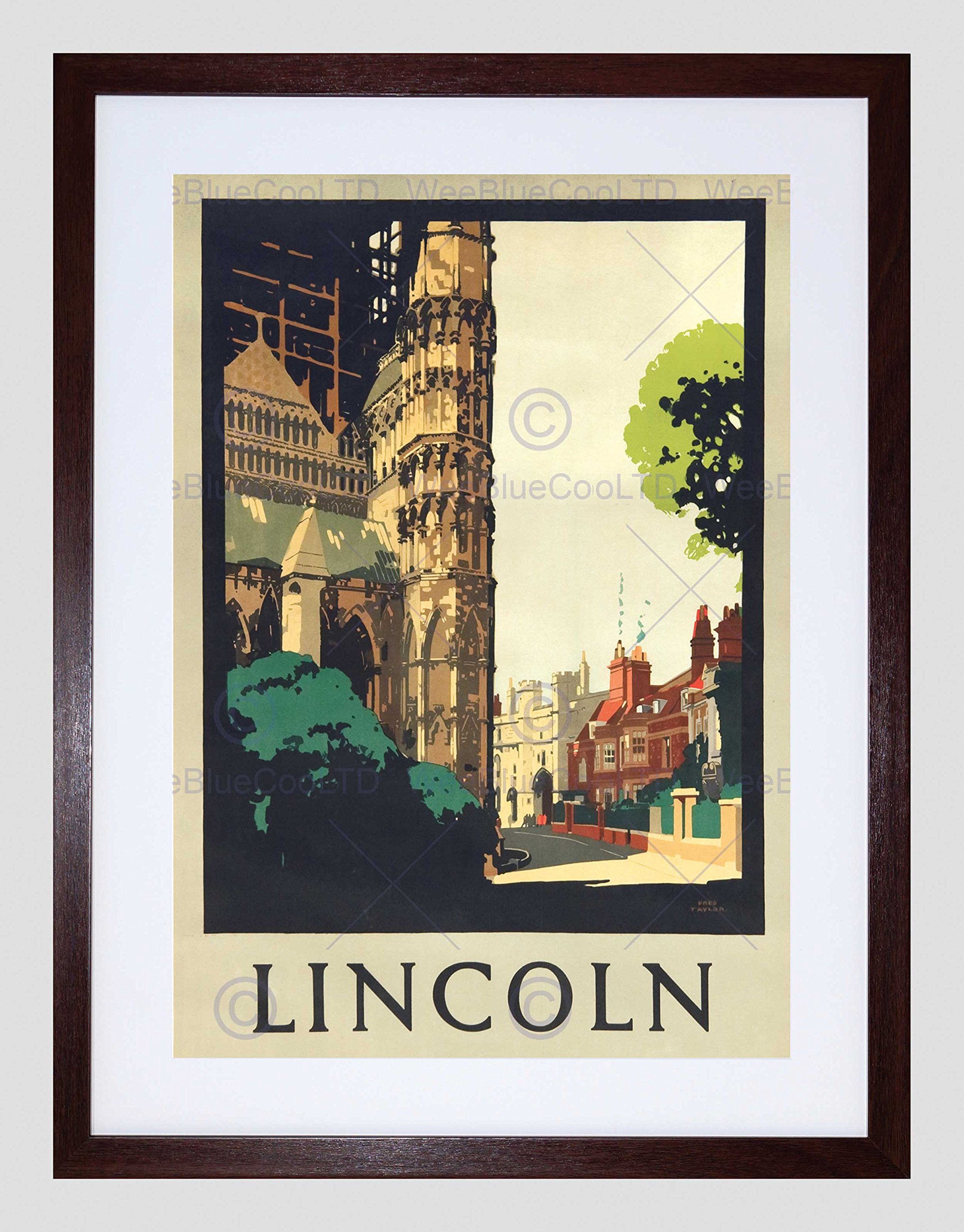 Wee Blue Coo Travel Lincoln England Cathedrals Art Picture Framed Wall Art Print