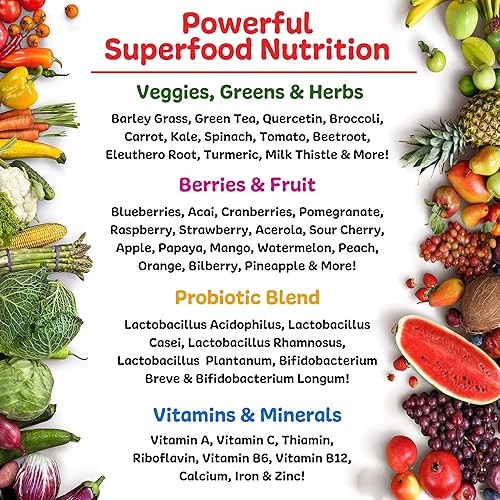 Miniatura 4 de Ruby Reds | Deliciosos rojos en polvo de frutas y verduras suplemento con potentes vitaminas, minerales, enzimas, hierbas, nutrientes y probióticos