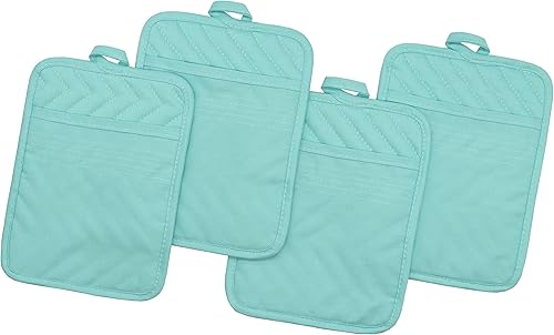 Miniatura 1 de Juego de 4 soportes para ollas de algodón con bolsillo para cocina, resistentes al calor, salvamanteles básicos de cocina para cocinar y hornear, 7