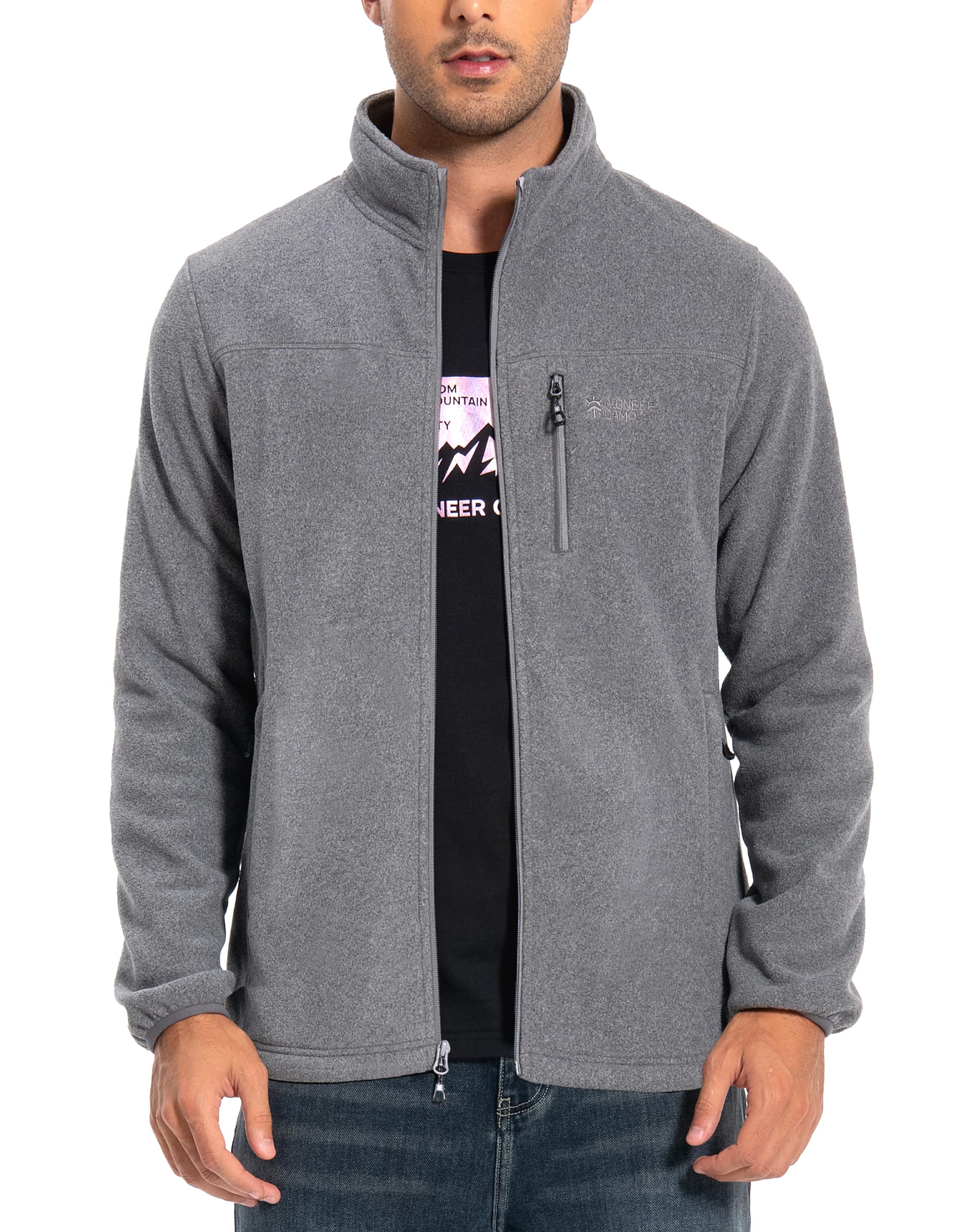 Pioneer Camp Giacca in pile da uomo Full Zip Outdoor Polar, leggera, antivento, con chiusura lampo