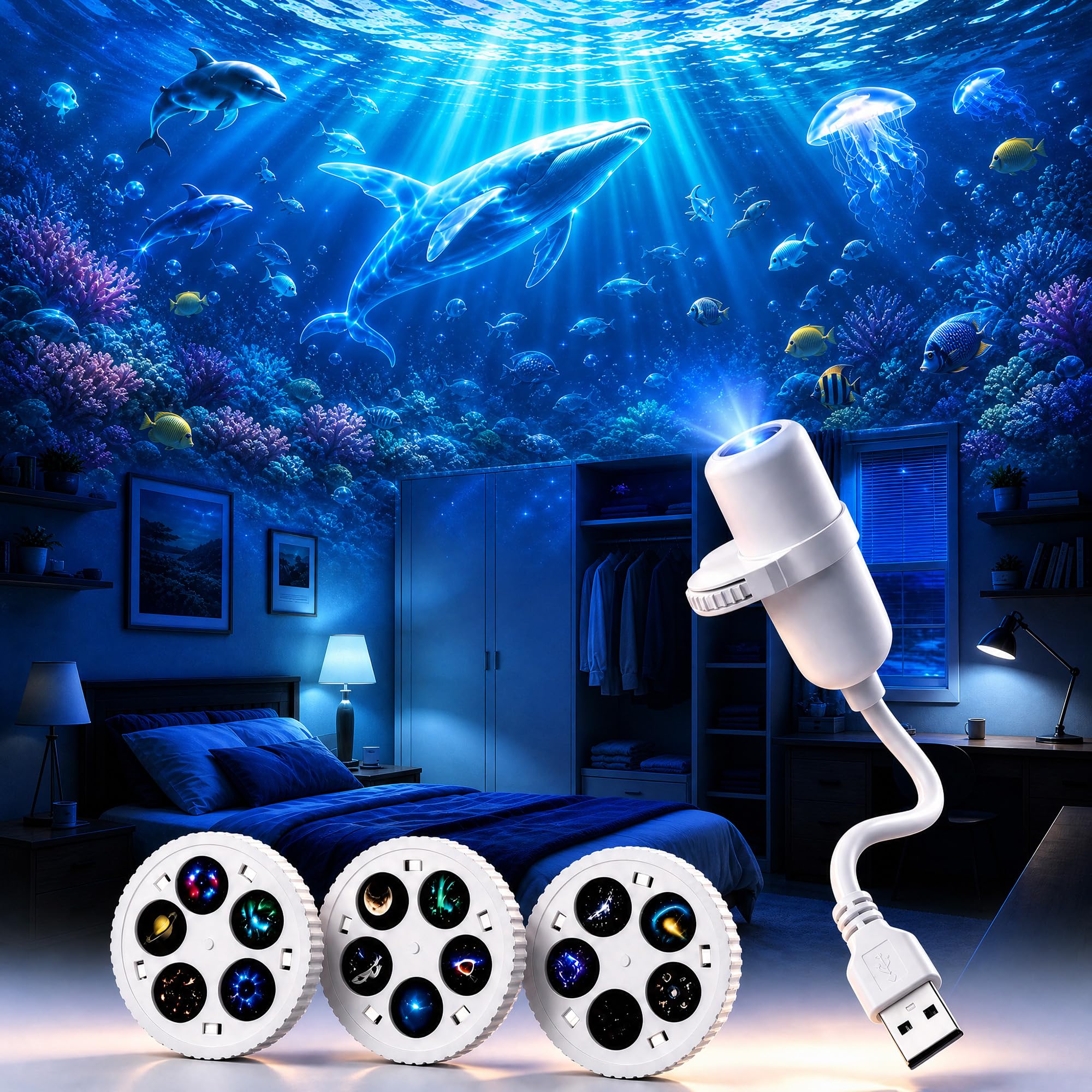 hertank Galaxy Projector,Night Light Projector with 15 Patterns