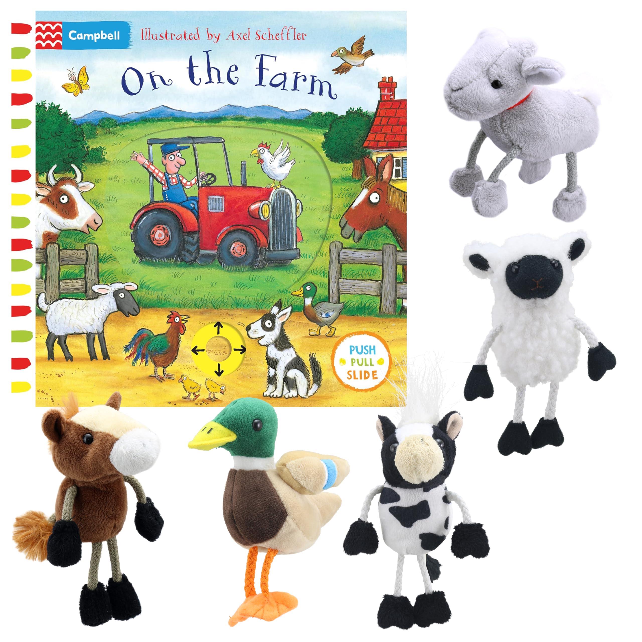 On the Farm Book & Puppet Set Featuring Stephen A. Caldwell Book, Includes Mallard, Cow, Horse