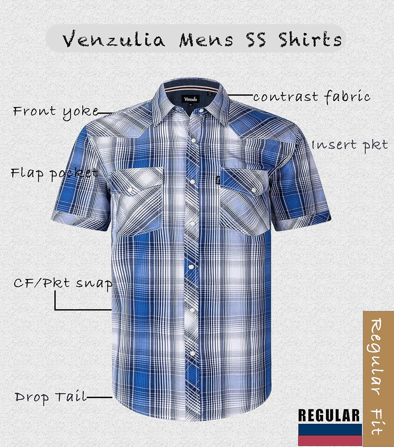 Men's Western Snap Casual Shirt Two Pocket Short Sleeve Shirt - Image 3