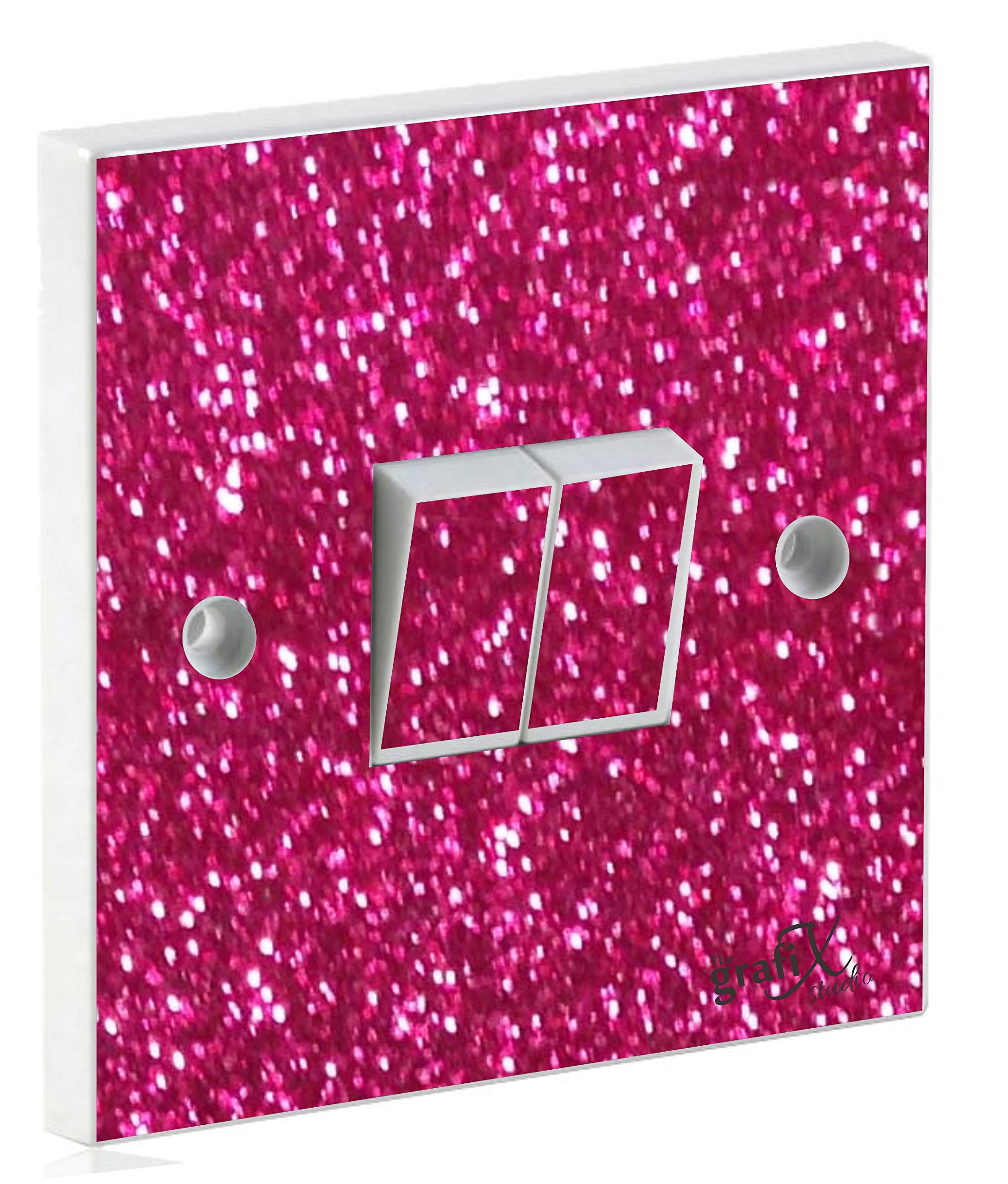 Pink Sequin Double Light Switch Sticker Vinyl/Skin Cover Decal