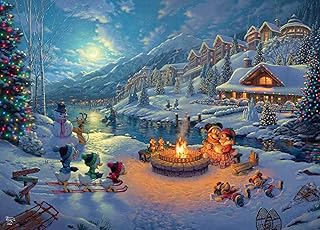 Ceaco - Thomas Kinkade - Disney Dreams Collection - Holiday - Mickey and Minnie Christmas Lodge - 1000 Piece Jigsaw Puzzle