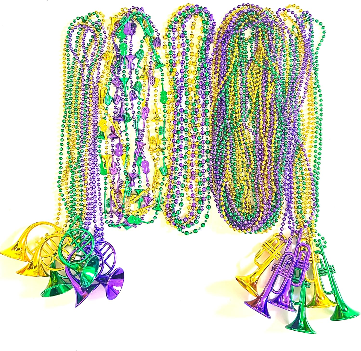 72 Pcs Mardi Gras Bead Necklaces Bulk Gold Purple Green Mardi Gras Bead Necklaces Holiday Parade Party Supplies - Image 4