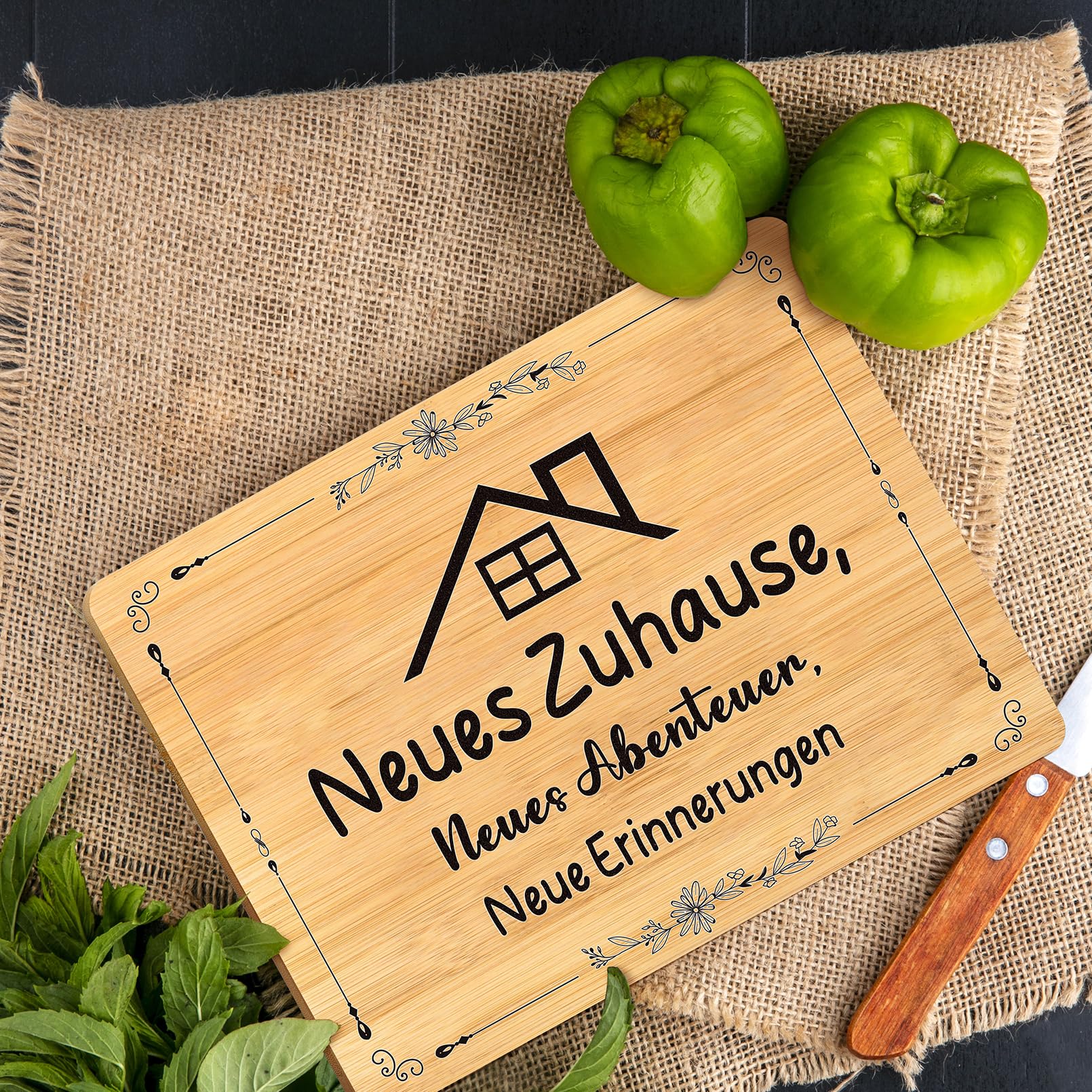 Geschenke Zum Einzug, Einzugsgeschenke Wohnung, Geschenk zum Einzug ins Haus, Einzugsgeschenke Haus, Einweihungsgeschenk Haus, Neues Zuhause, Neues Haus Geschenk - Schneidebrett aus Holz