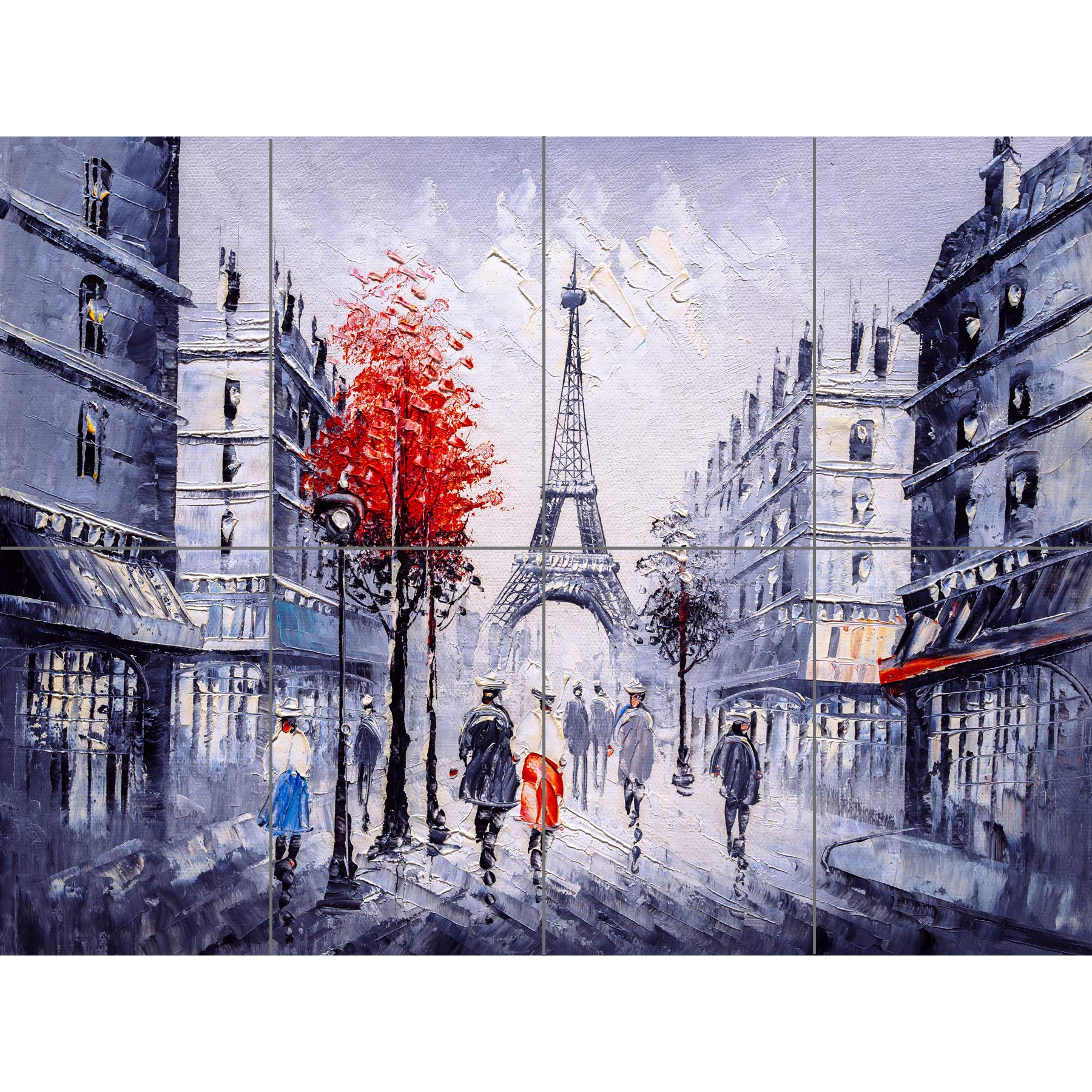 Artery8 Eiffel Tower In Paris Red Tree XL Giant Panel Poster (8 Sections)