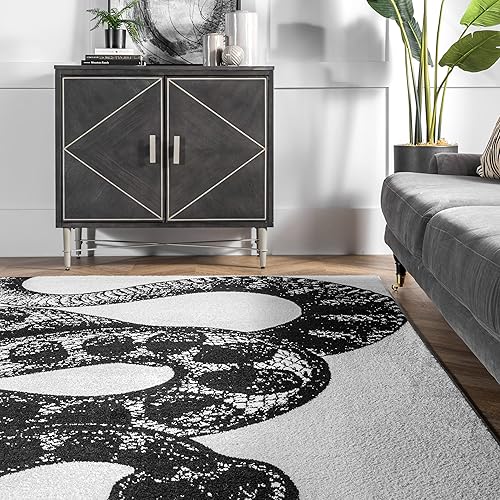 Miniatura 9 de nuLOOM Thomas Paul Serpent - Alfombra de área, 5x8, color blanco y negro