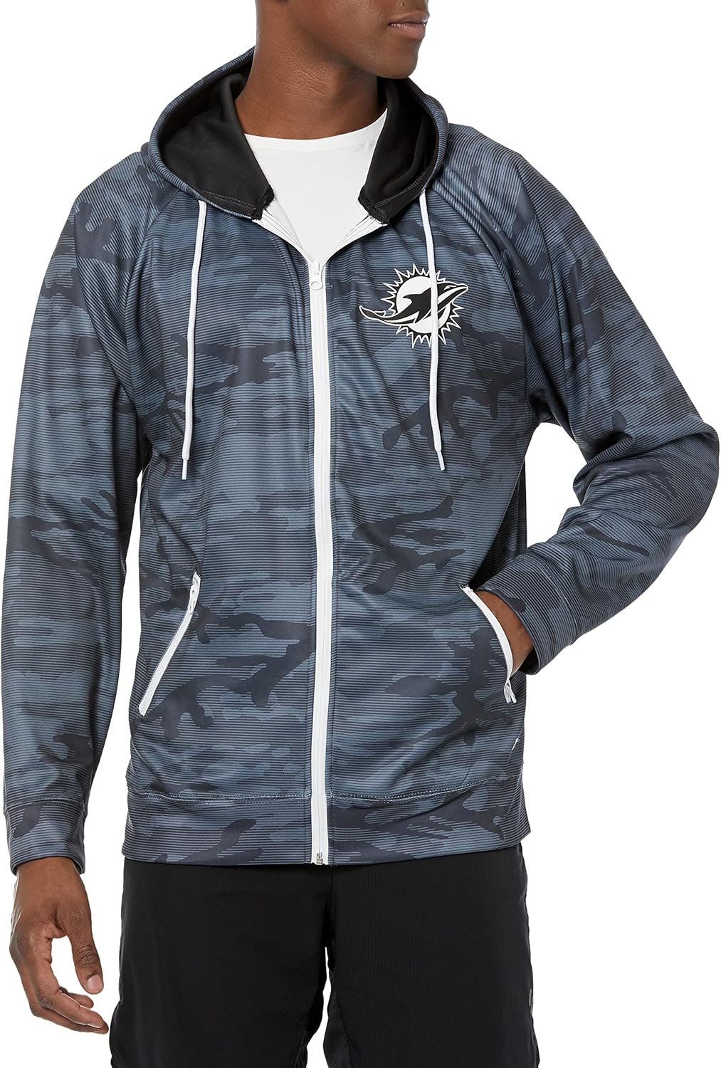 Zubaz NFL Men's Allover Tonal Camo Lines Full Zip Hoodie