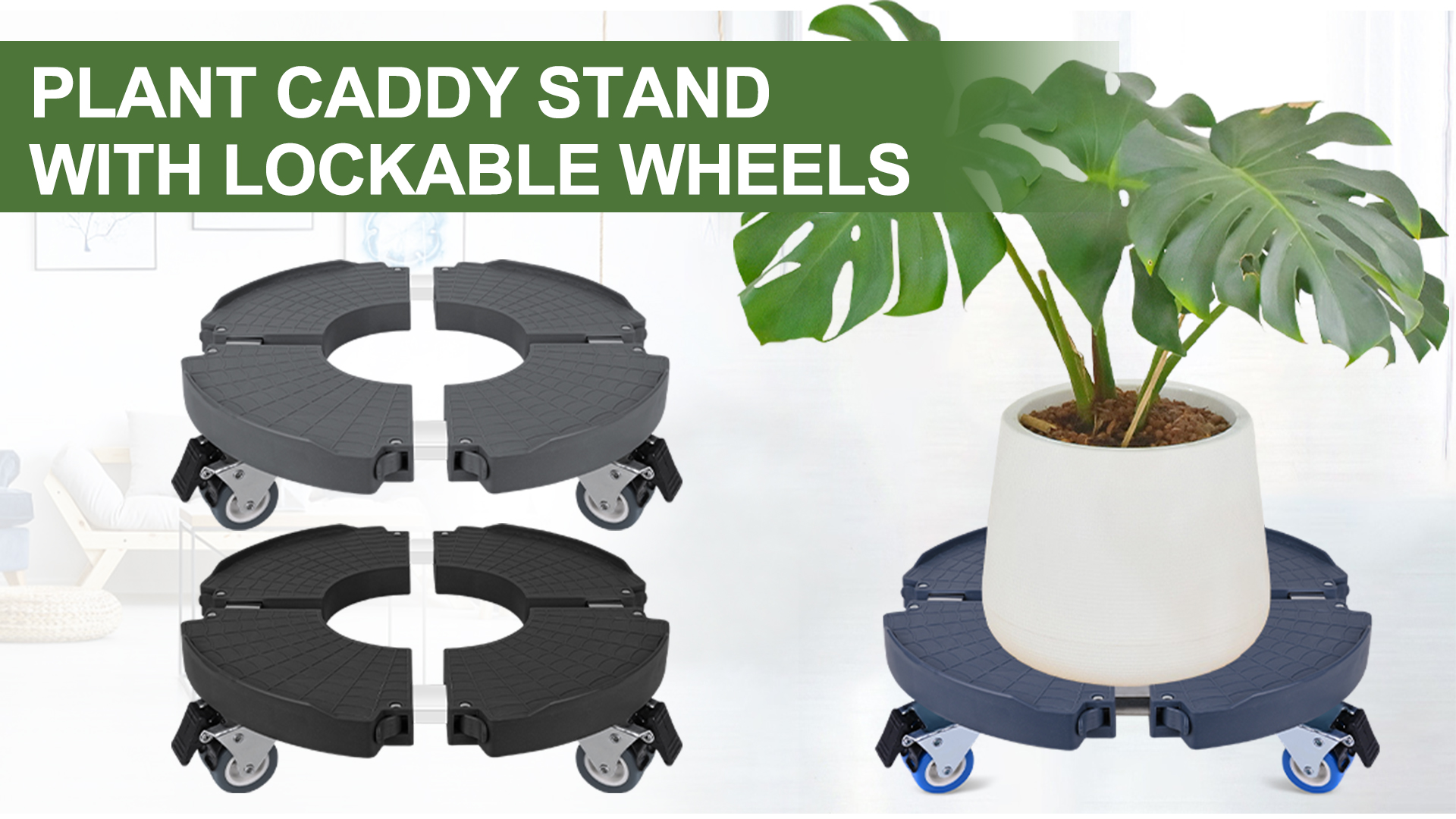 Bamworld Lot De 2 Supports De Plantes Avec Roues De 30,5 Cm Avec