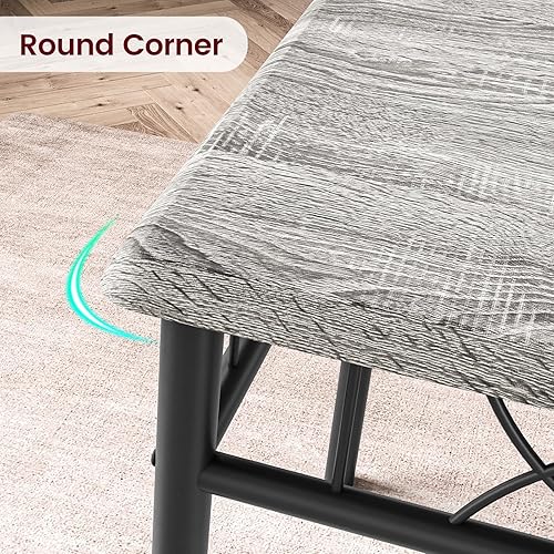 Miniatura 3 de CABIHOME Juego de mesa de comedor, 5 piezas rectangulares para 4 personas con 4 sillas tapizadas, juego de mesa de comedor para espacios pequeños,