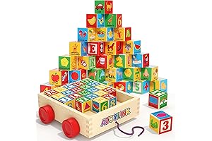 Atoylink Wooden Building Blocks for Toddlers 1-3 Years