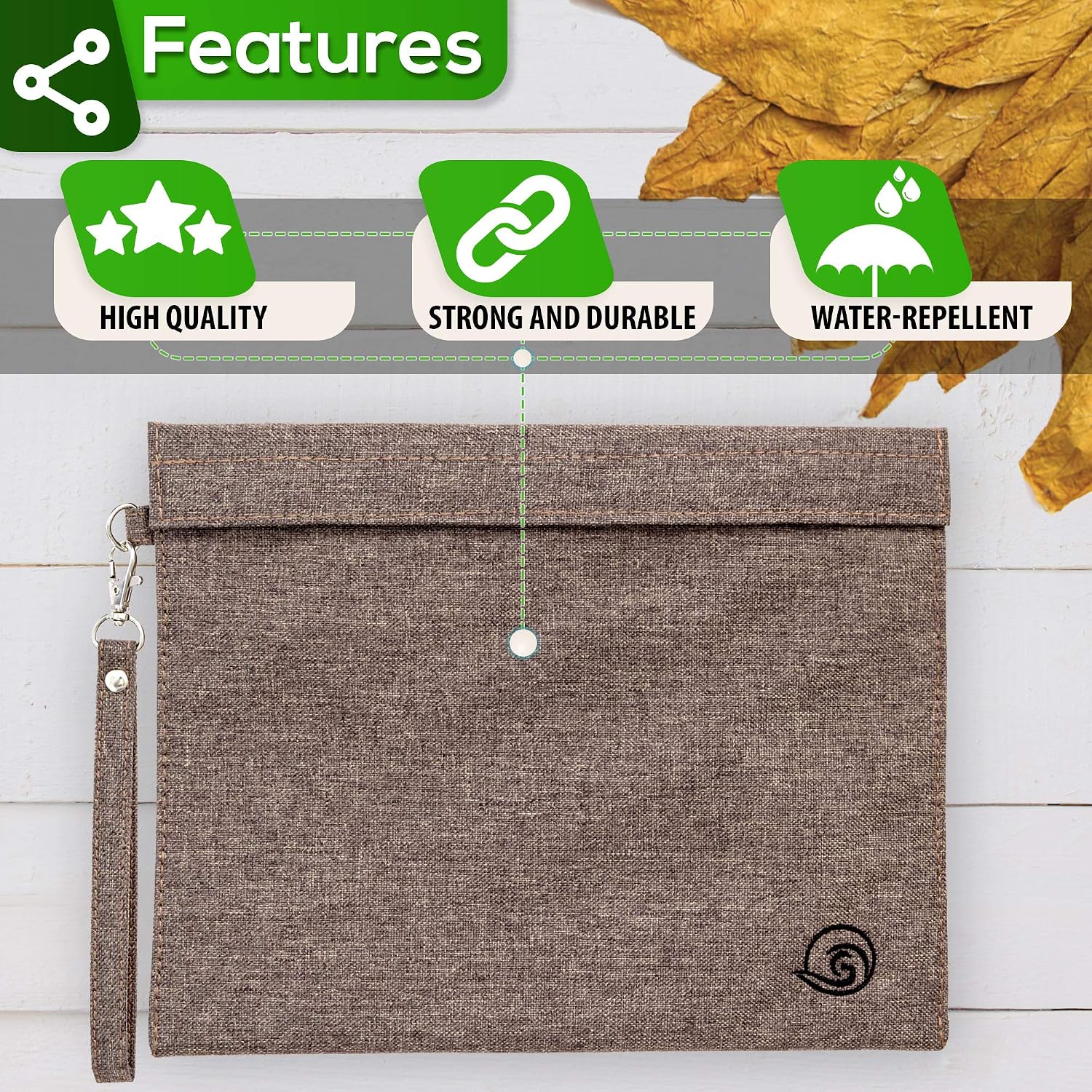 Smell Proof Stash Bag 11x9 Inches with 15 Resealable Reusable Container Bags 4x6 Inches - Heavy Duty Carbon Lined Odor Free Storage Pouch to Contain and Eliminate Scent (Brown)