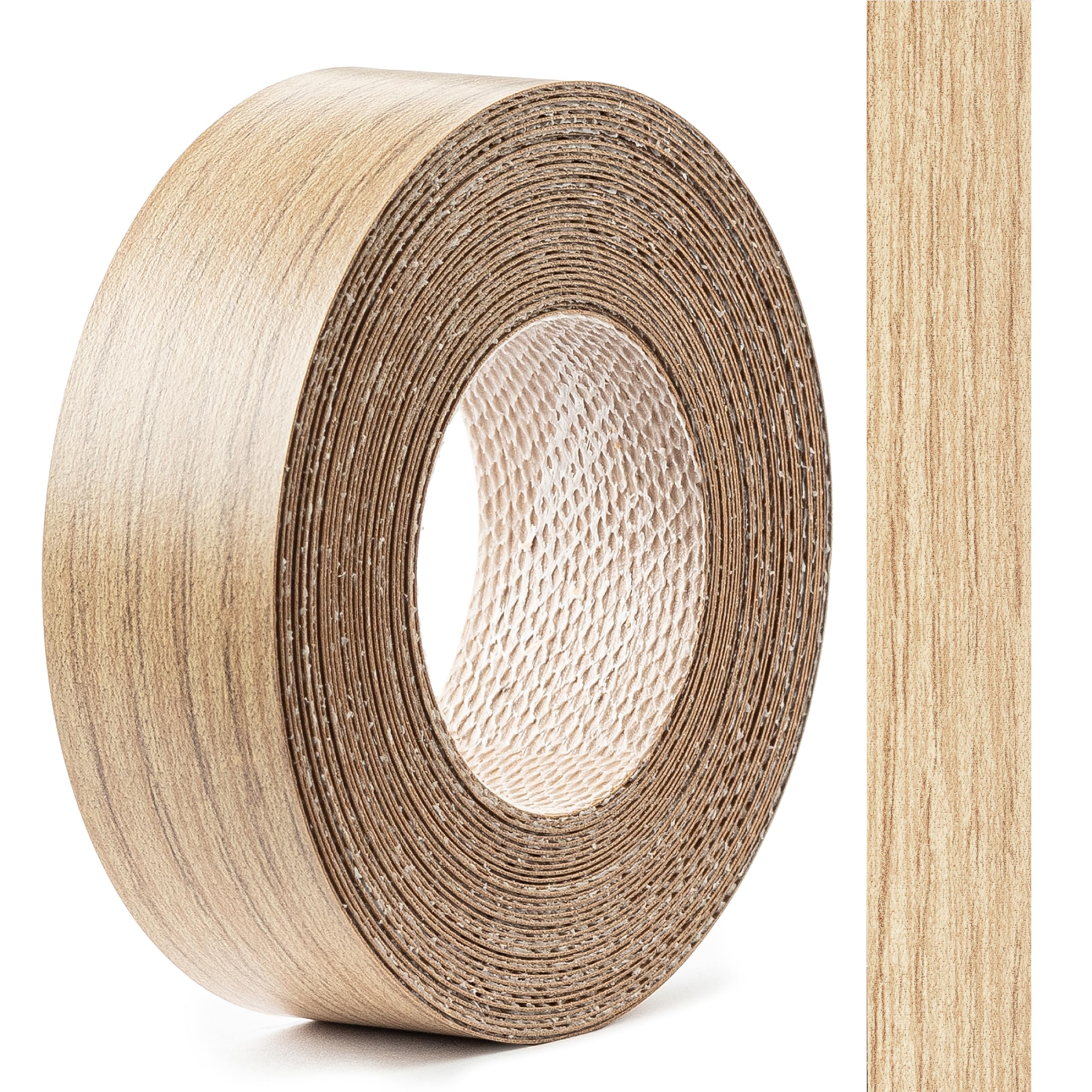FOLDECOR Oak Hotmelt Melamine Edge Banding Tape 21mm x 5m, Iron on Edge Trim Strip for Furniture, Cabinets, Shelves & Panels, Easy to Apply & Cut — image 1