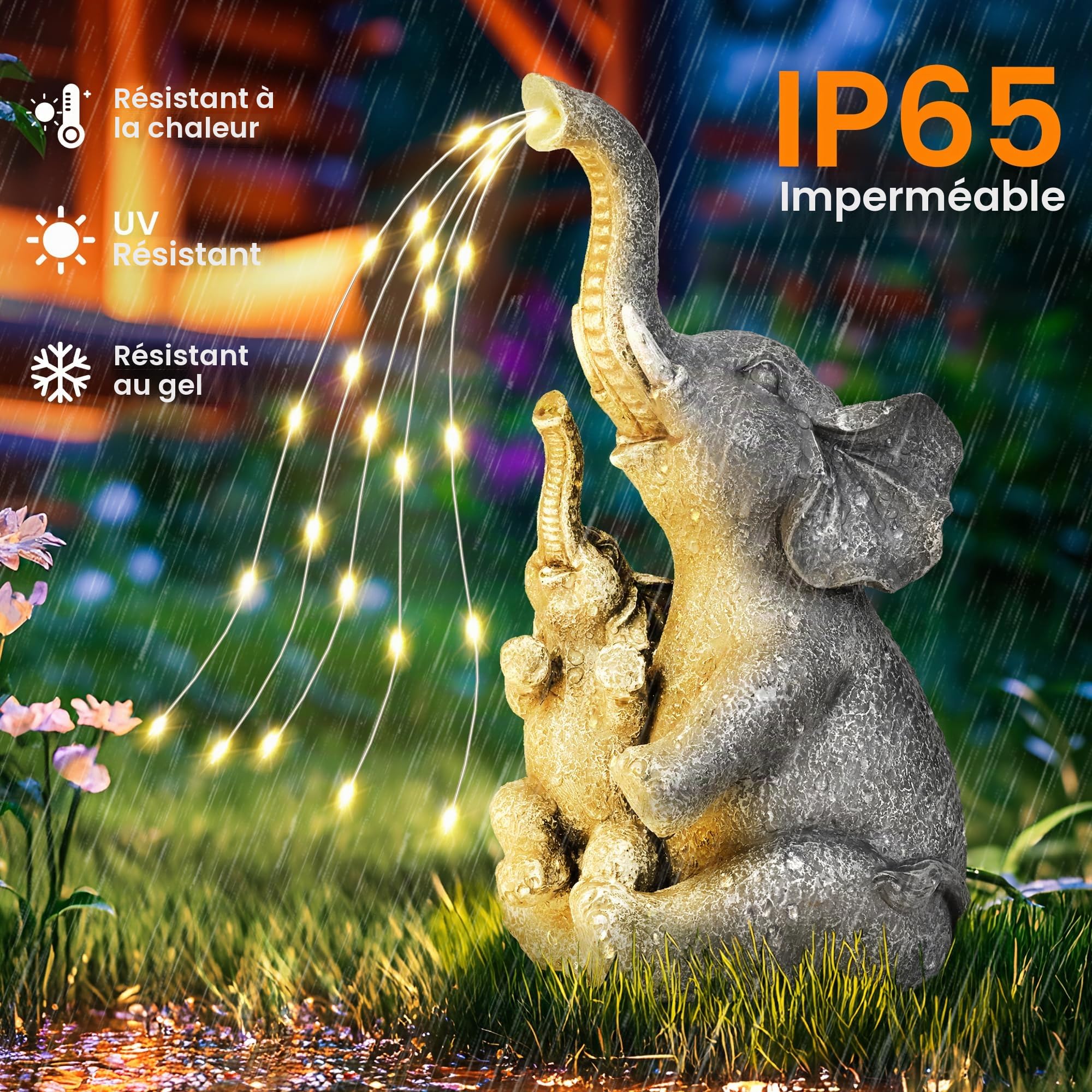 GIGALUMI Statues solaires de Jardin en Forme d'éléphant pour extérieur, Cour, décoration de Jardin, Cadeaux Uniques pour Maman, pour Femme, décoration d'éléphant pour terrasse