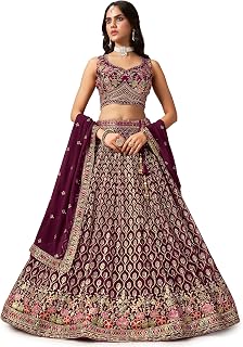 Zeel Clothing Women's Sequins and Thread Embroidered Work Georgette Lehenga Choli With Dupatta (5134-Women-Lehenga-Choli-L... Price In India