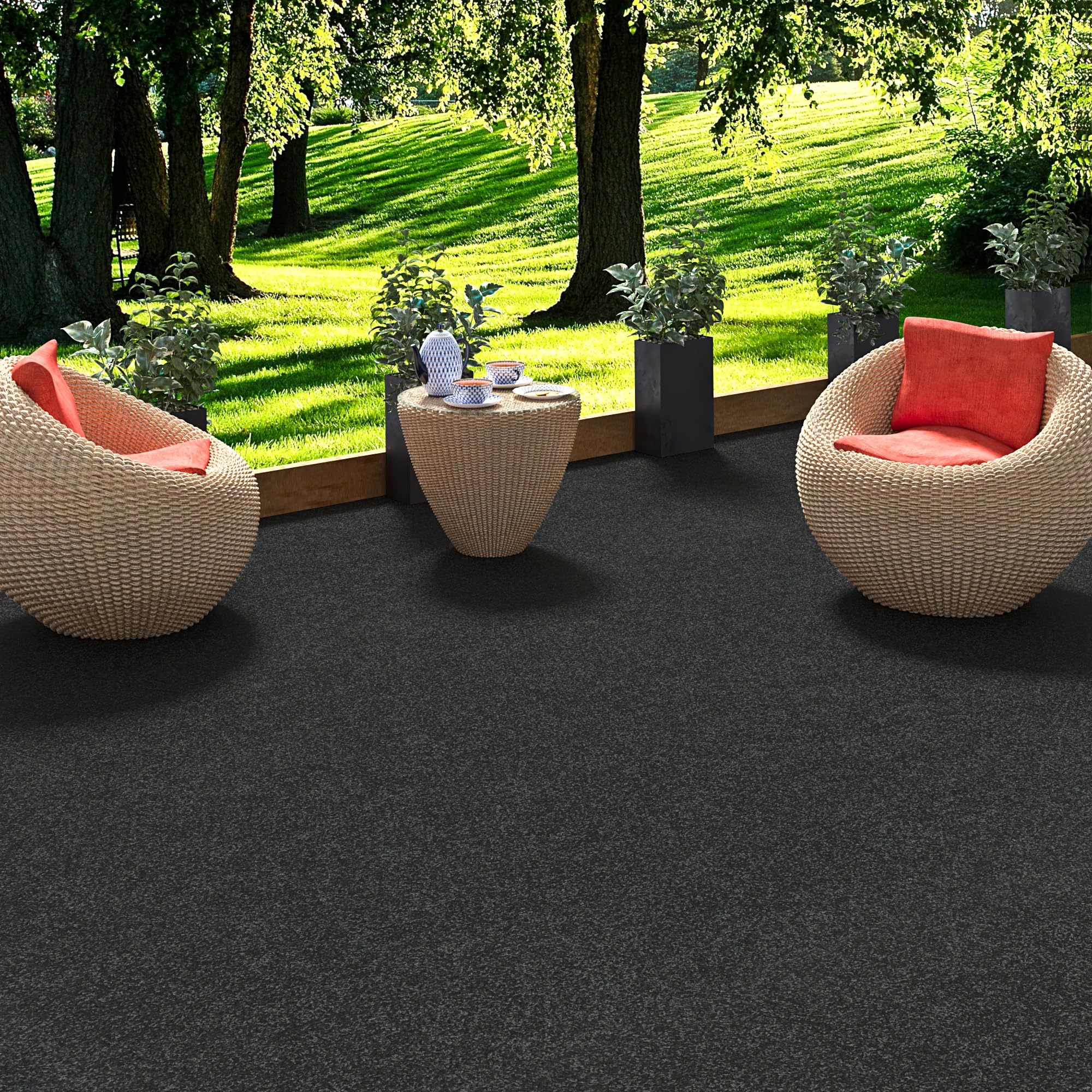 Snapstyle Kingston - Tapis Type Gazon Artificiel – pour Jardin, terrasse, Balcon - Anthracite
