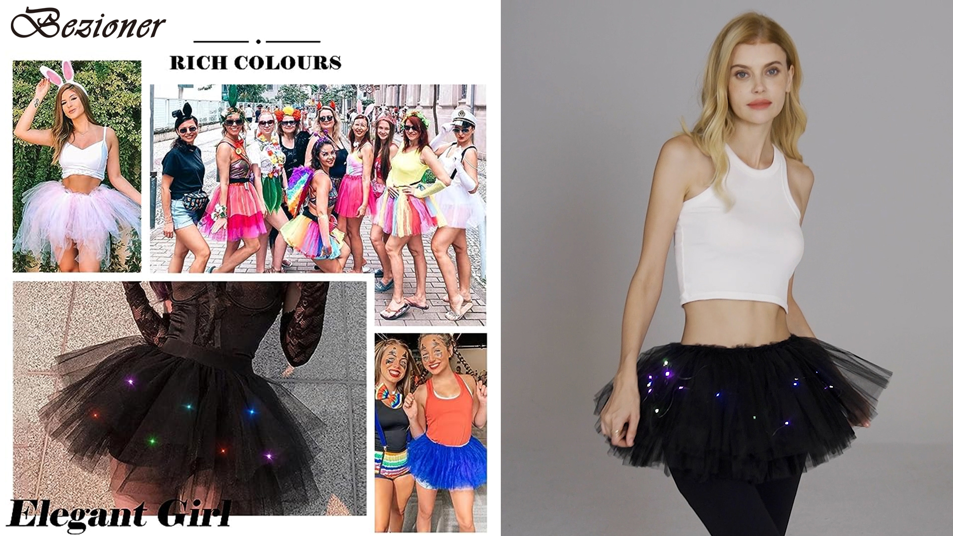 2 Jupes Tutu Tulle 5 Couches - Multicolor Pour Déguisement Et Danse