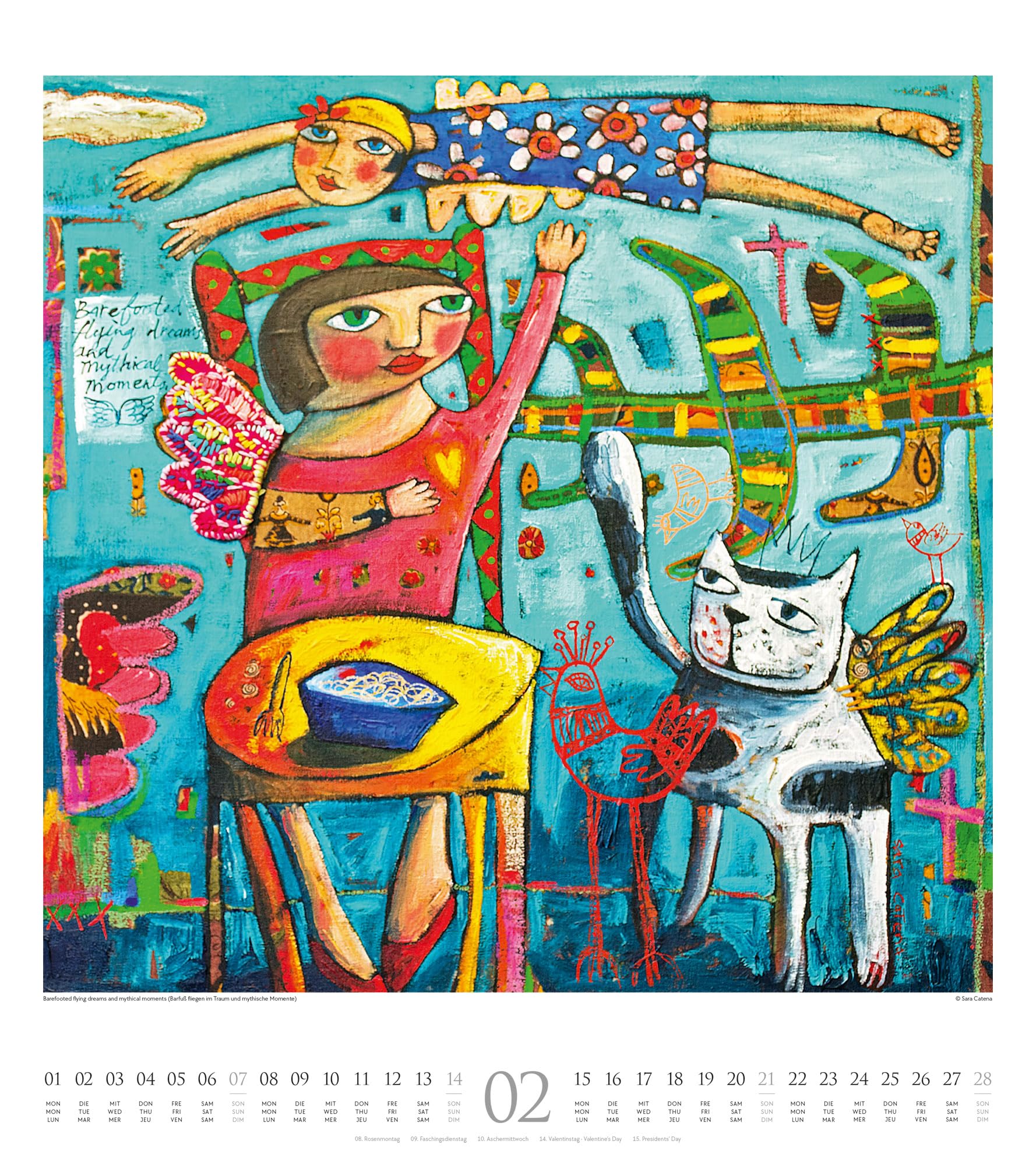 Naive Malerei Kalender 2027: Farbenfroher Kunst-Kalender im großen Hochformat (48x54 cm) | Fröhliche und fantasievolle Gemälde