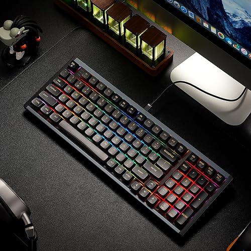 Miniatura 9 de Hexgears Teclado para juegos de aluminio I4 USB-C, teclado mecánico con almohadilla numérica, interruptor rojo Kailh, retroiluminación RGB, teclas