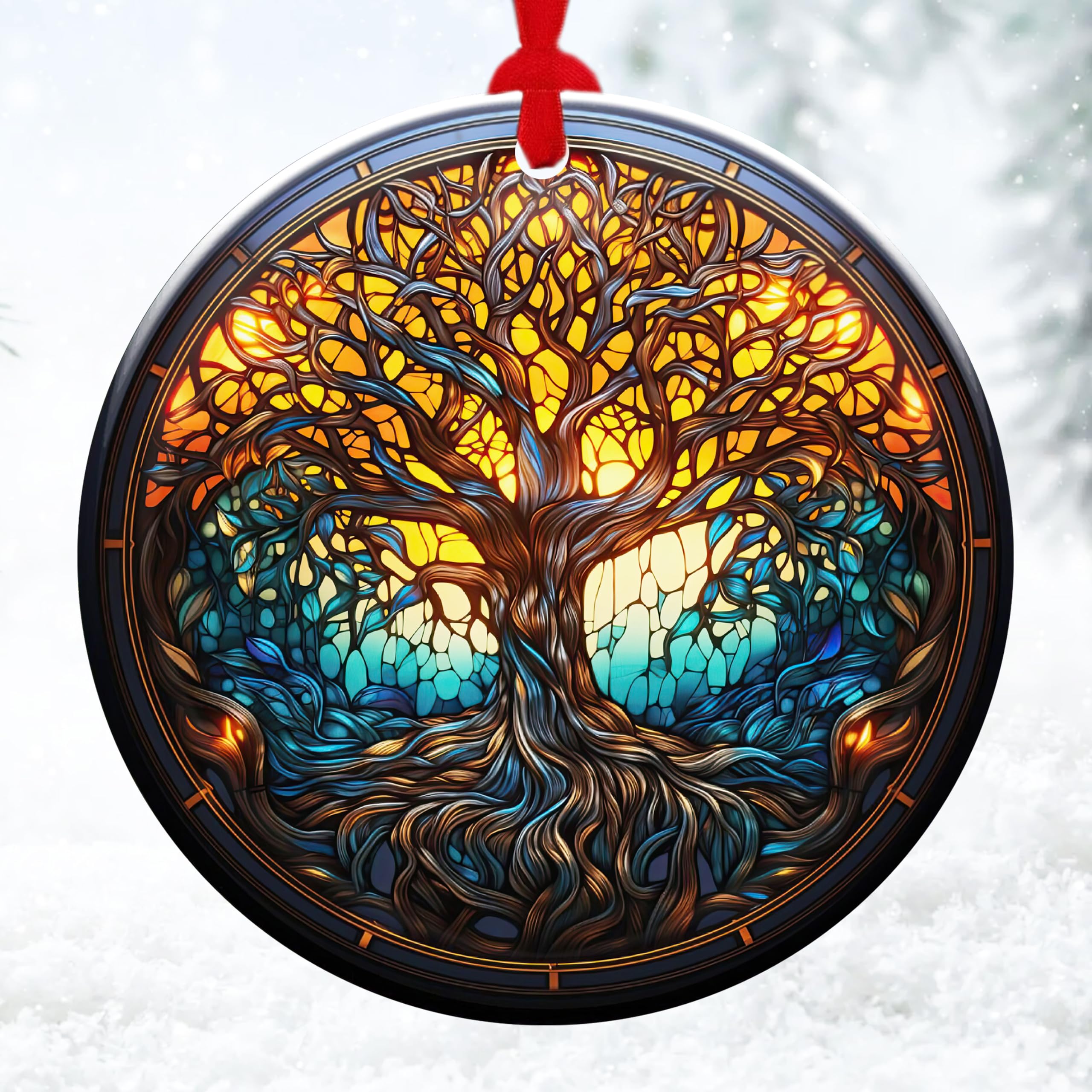 Tree of Life Christmas Ornaments, Christmas Tree Decorations, 4 Inch Acrylic Ornament Art, Holiday Decoration, Car Interiors Decors, Christmas Decor for Holiday Party 2023 Christmas Ornament