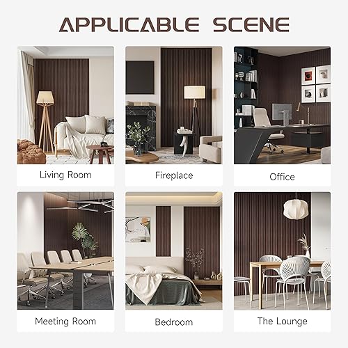 Miniatura 4 de WPC - Paneles de pared de listones, paquete de 8 listones de madera para pared y techos, paneles acústicos para decoración moderna de pared