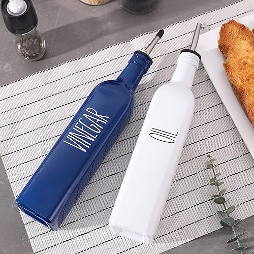Miniatura 5 de Juego de dispensador de aceite y vinagre de vidrio para cocina, botella dispensadora de aceite de oliva de 17 onzas con boquilla de vertido, botella