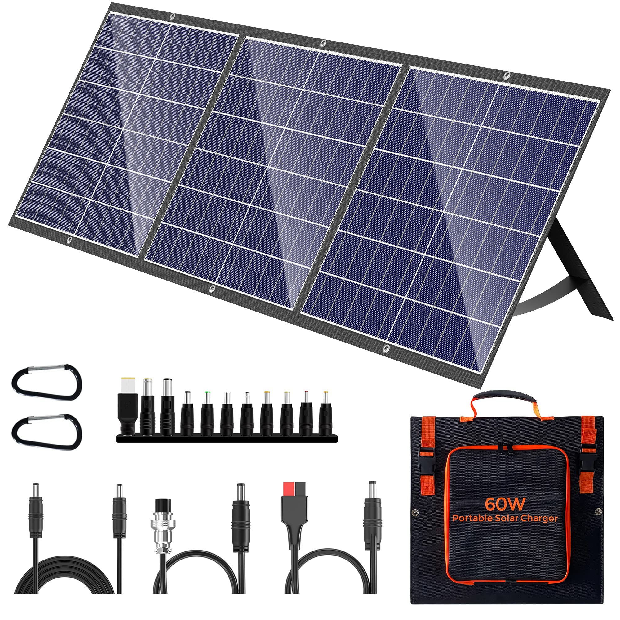 Buy Portable Solar Panel 60W Foldable Solar Panel Charger Kit for