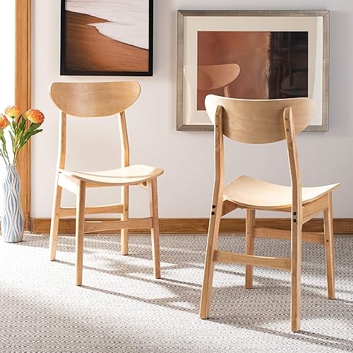 Safavieh Home Lucca - Silla de comedor natural retro, juego de 2, madera