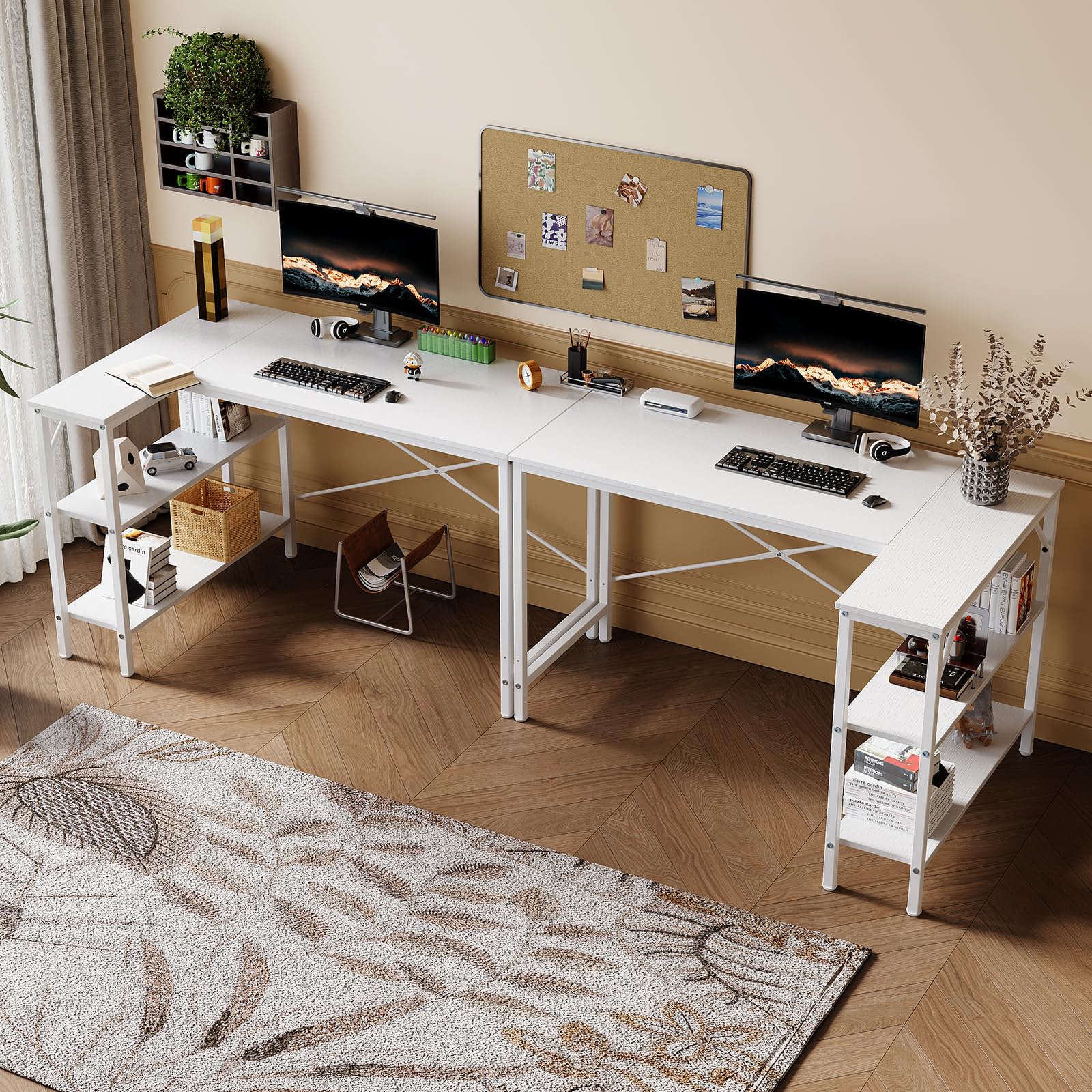Scrivania a forma di L con ripiano 120 x 80 x 73 cm, scrivania angolare con piedini regolabili, per ufficio e home office, colore bianco